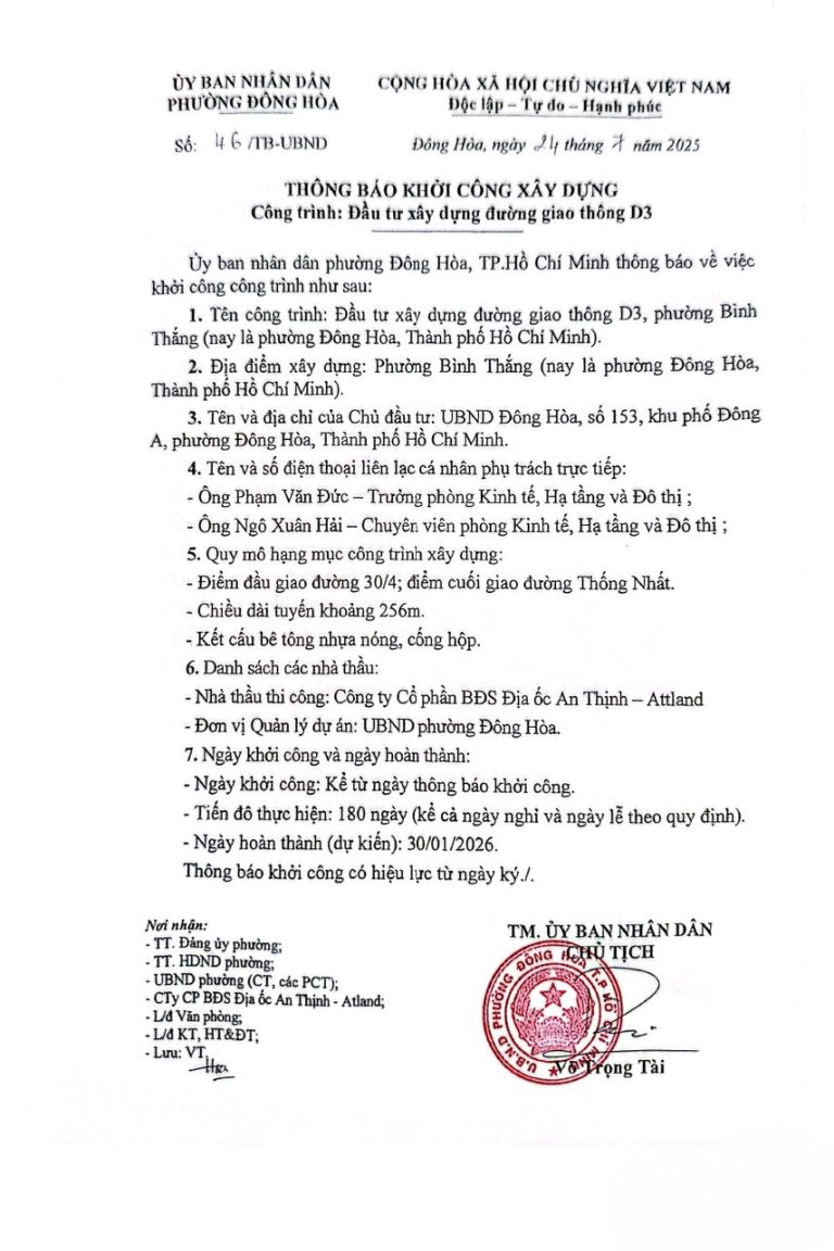 Khởi công xây dựng đường D3