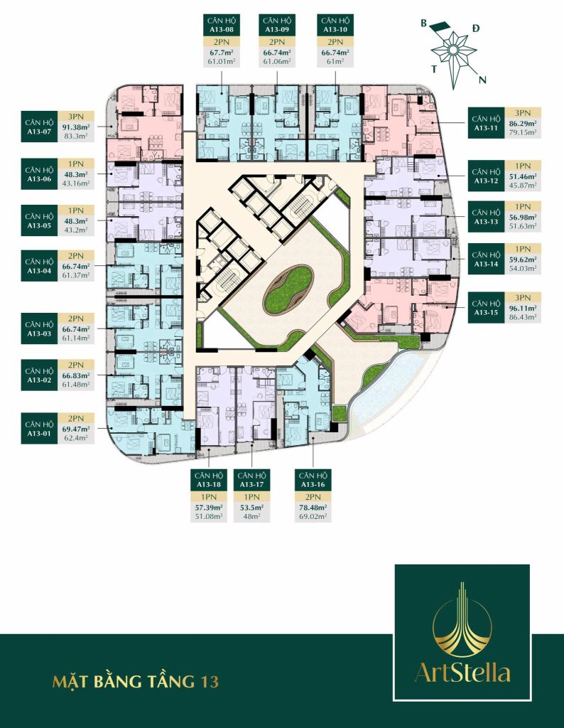 Mặt bằng căn hộ Art Stella ở tầng 13