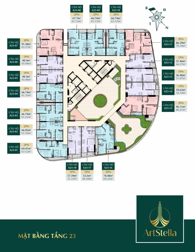 Mặt bằng căn hộ Art Stella ở tầng 23