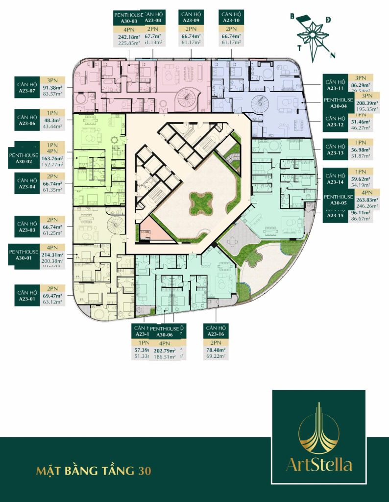 Mặt bằng căn hộ Art Stella ở tầng 30