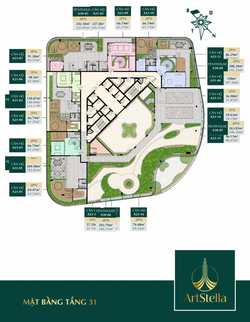 Mặt bằng căn hộ Art Stella ở tầng 31